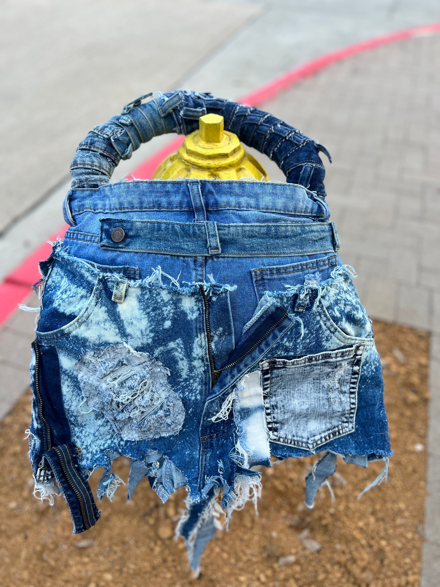 Funky Button Ugly Denim Bag One Of A Kind