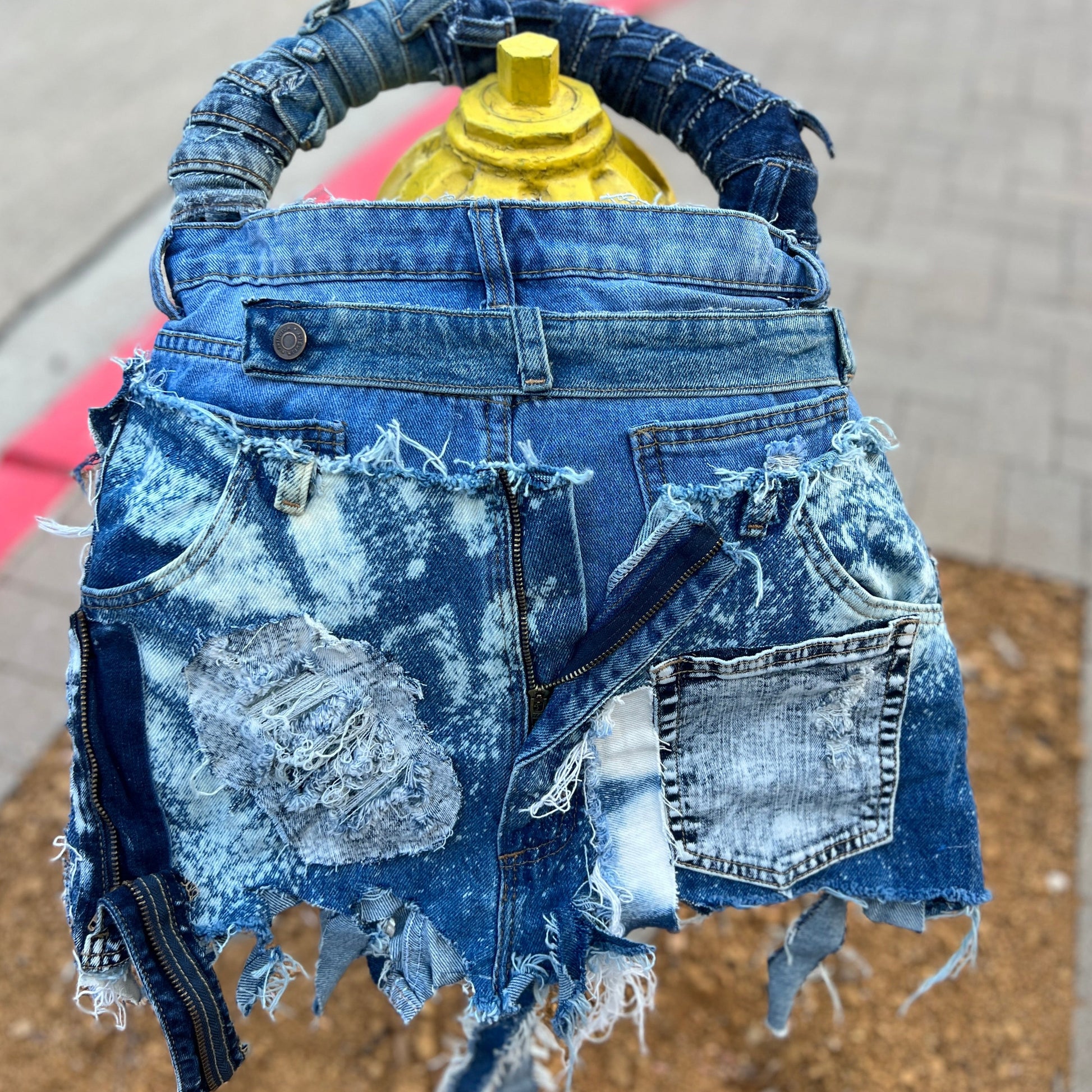 Funky Button Ugly Denim Bag One Of A Kind