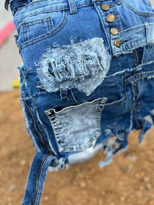Funky Button Ugly Denim Bag One Of A Kind
