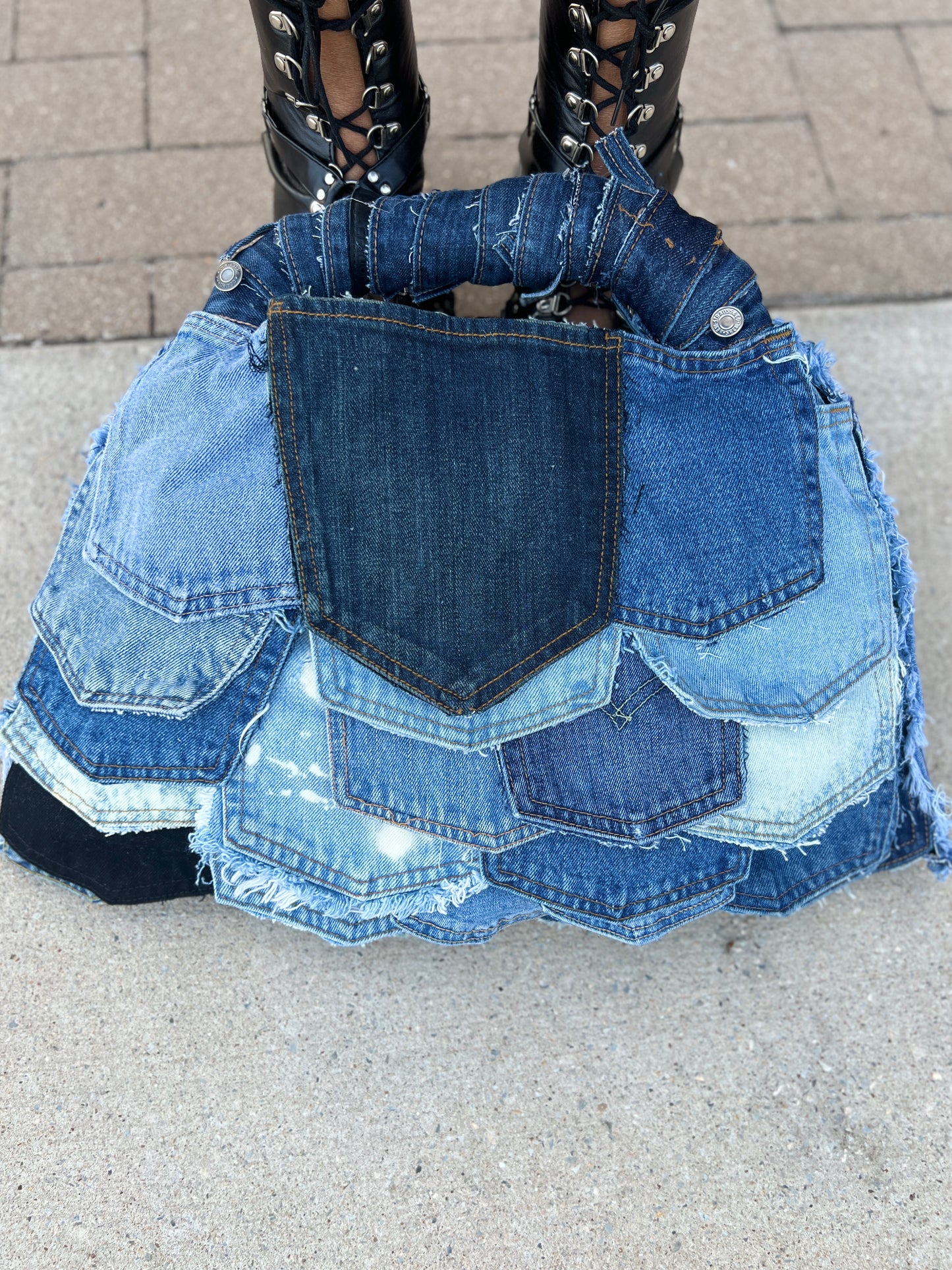 Last Pocket Two Sided Ugly Denim Bag