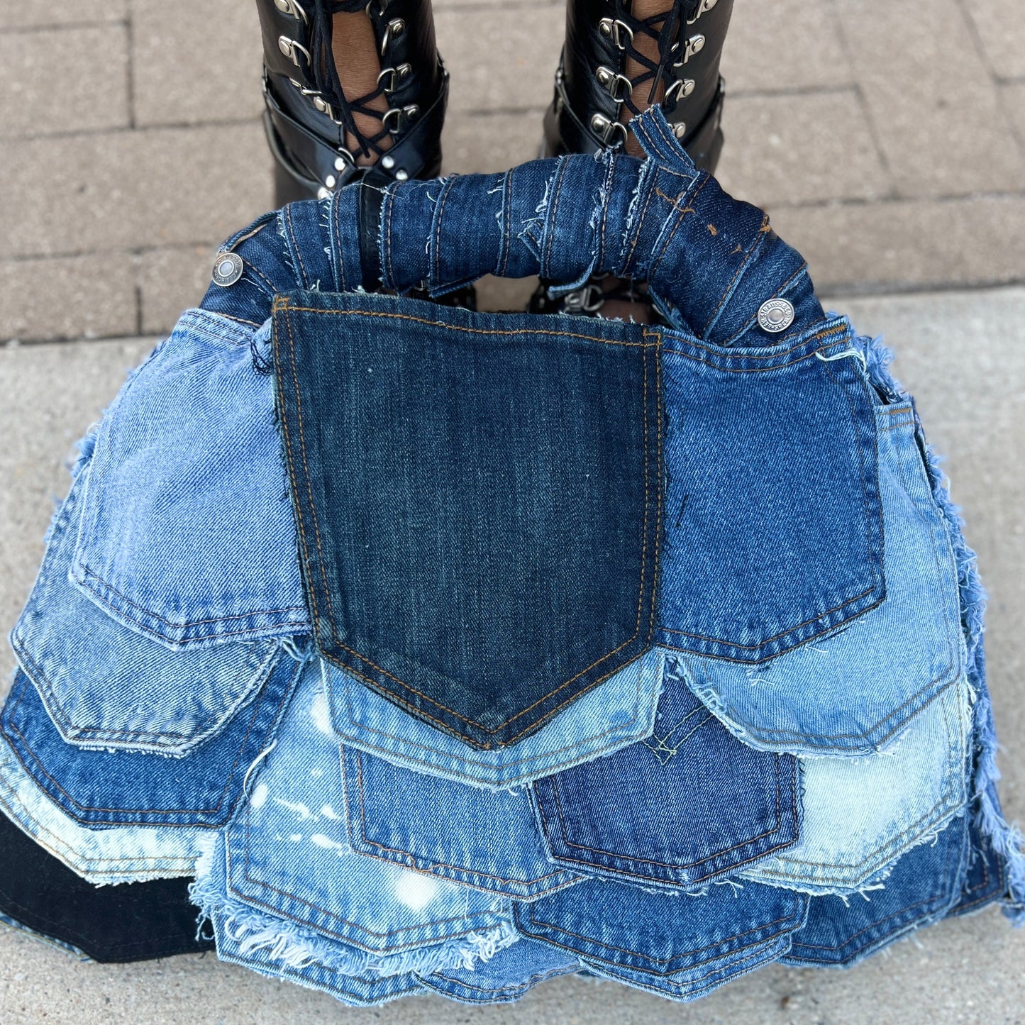 Last Pocket Two Sided Ugly Denim Bag