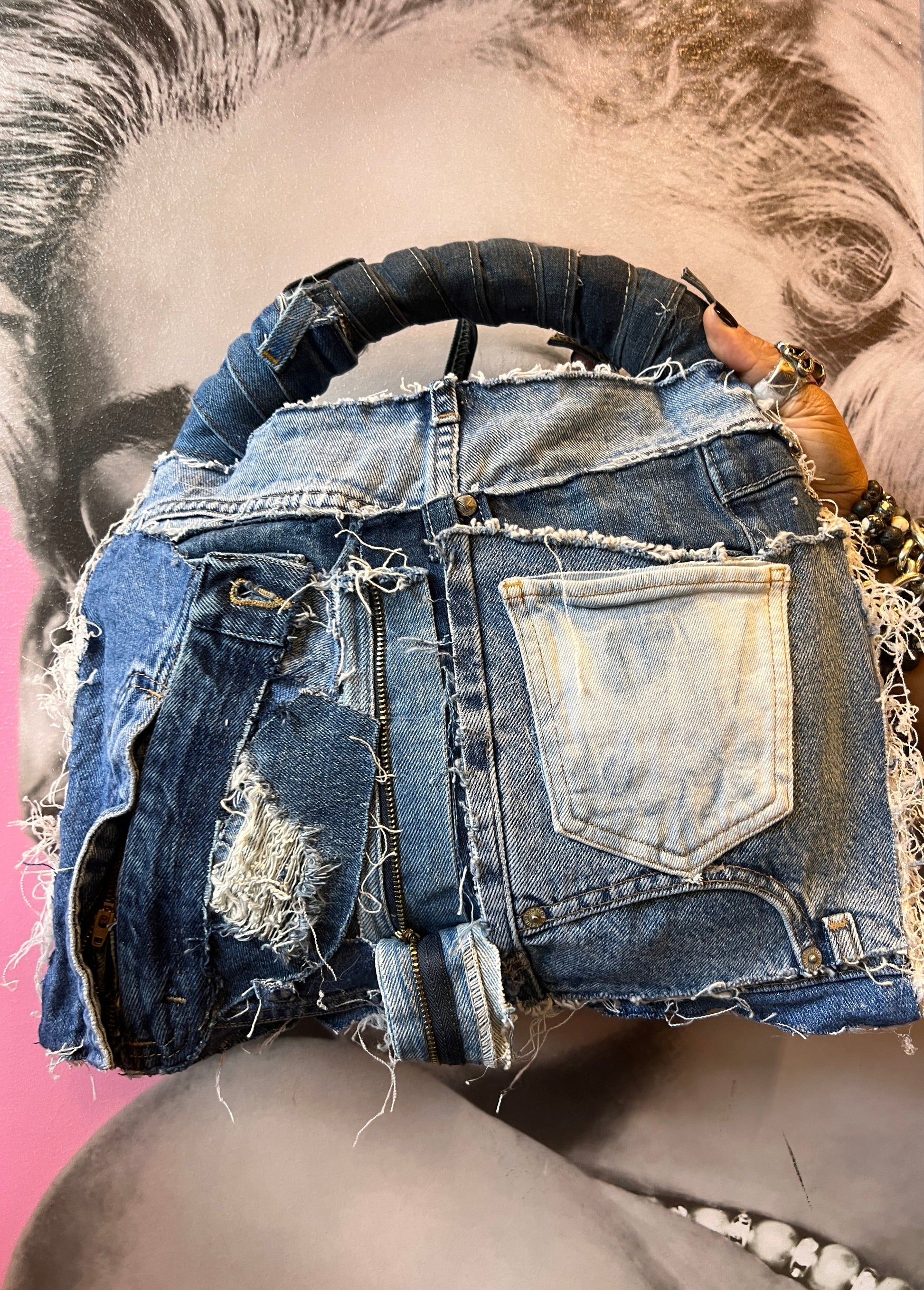September First Ugly Denim Grunge Front Pockets Bag