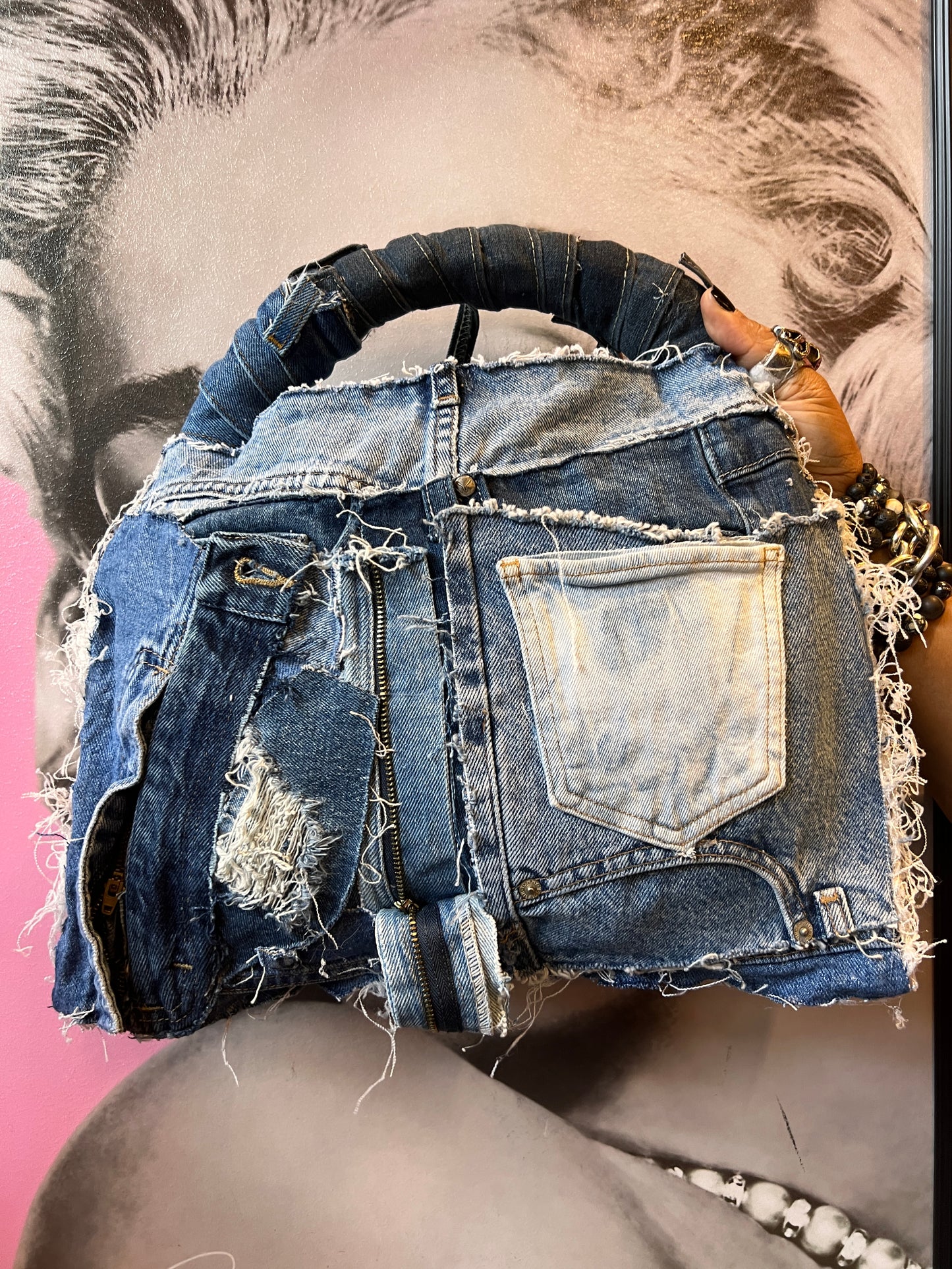 September First Ugly Denim Grunge Front Pockets Bag