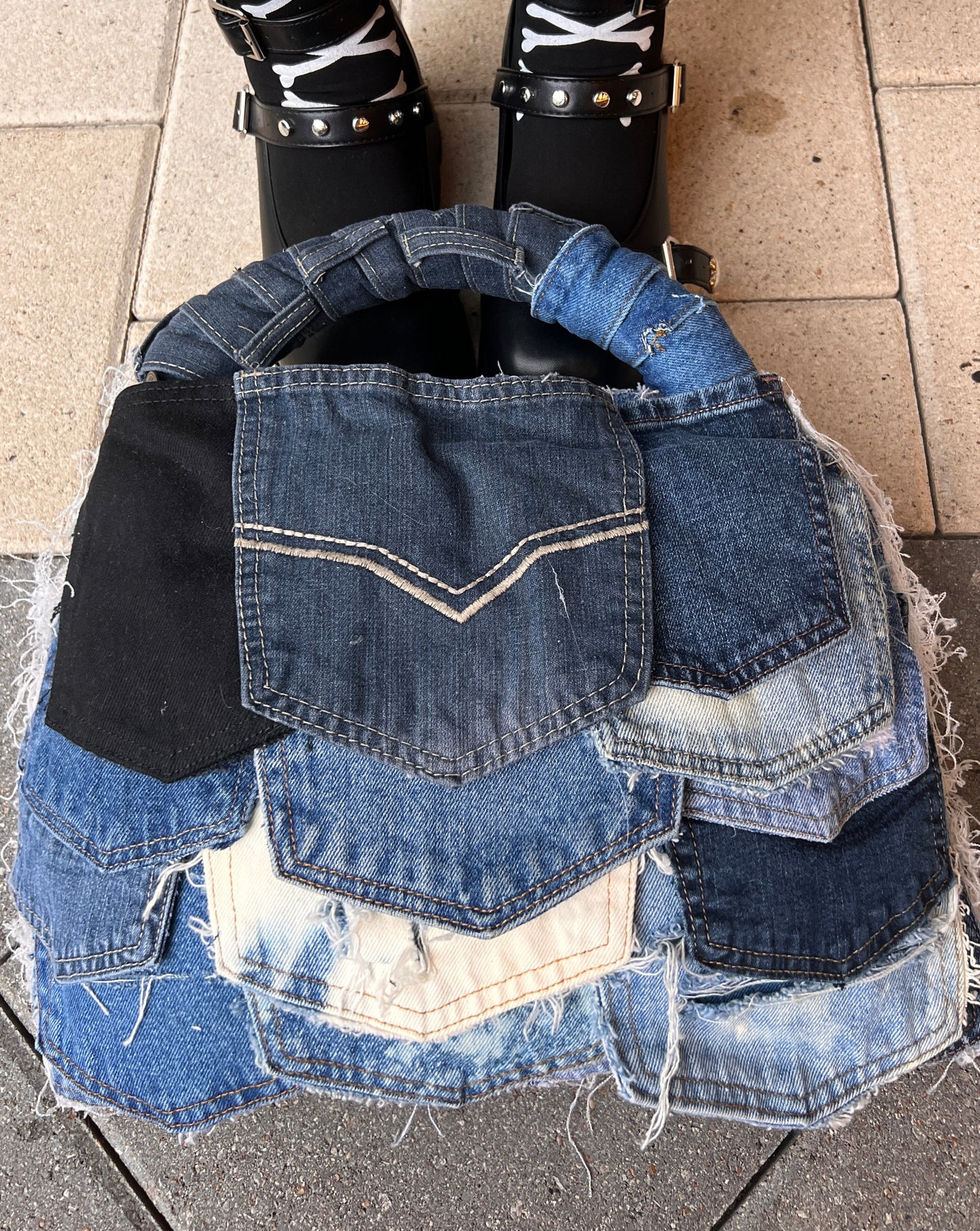 September First Ugly Denim Grunge Front Pockets Bag