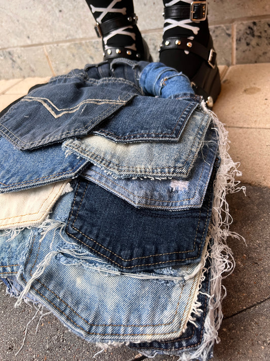 September First Ugly Denim Grunge Front Pockets Bag