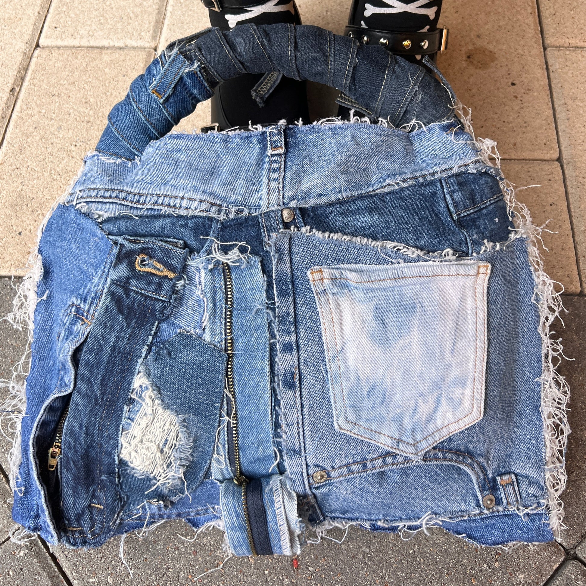 September First Ugly Denim Grunge Front Pockets Bag