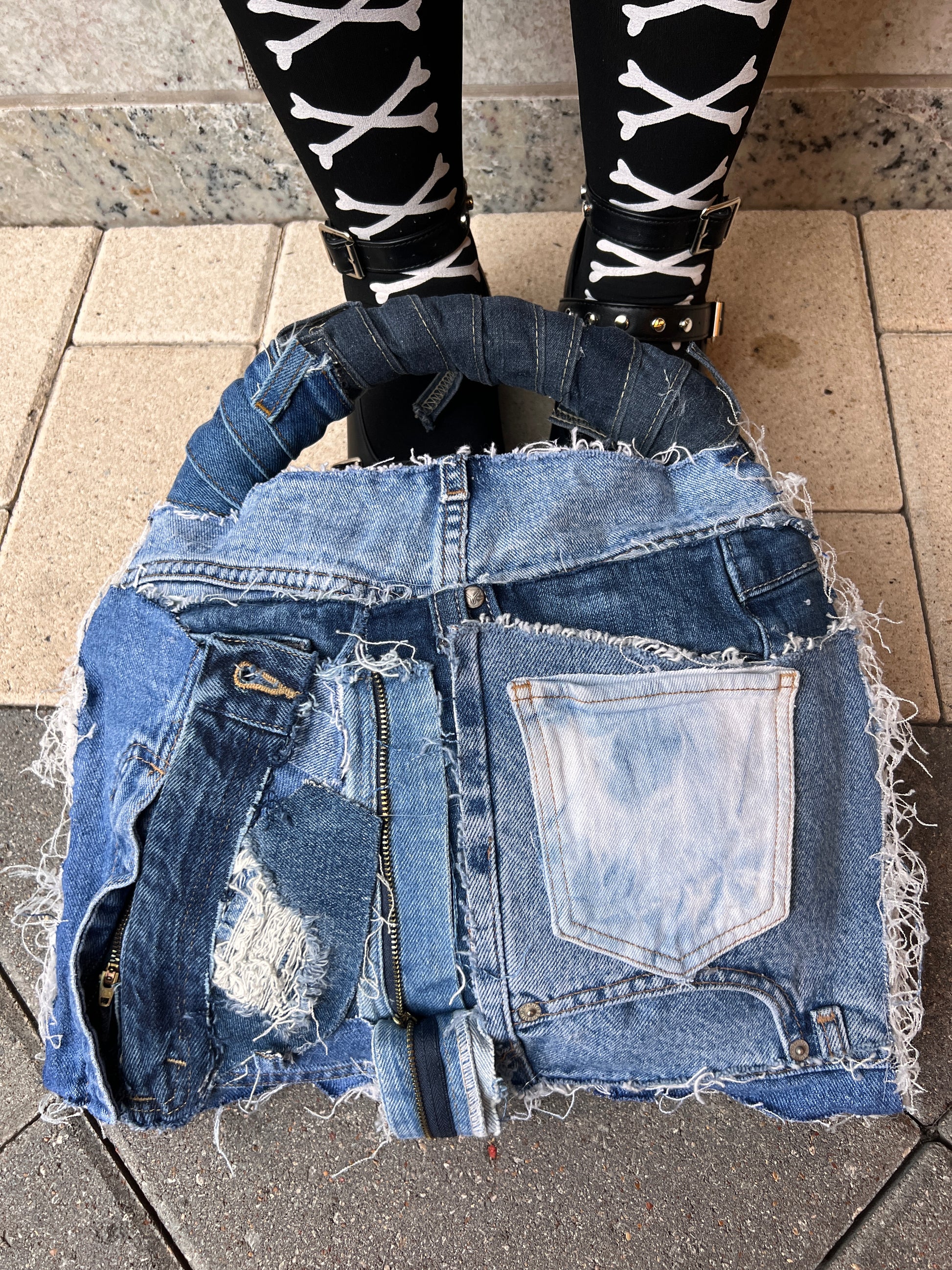September First Ugly Denim Grunge Front Pockets Bag