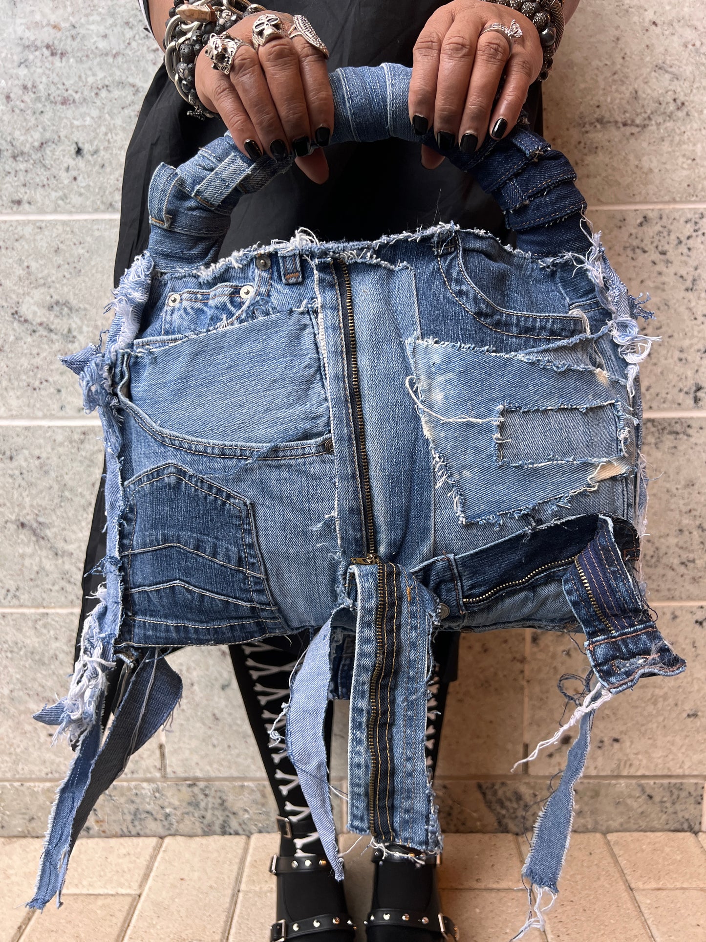 Ripped Up Ugly Denim Stuff And Go Bag