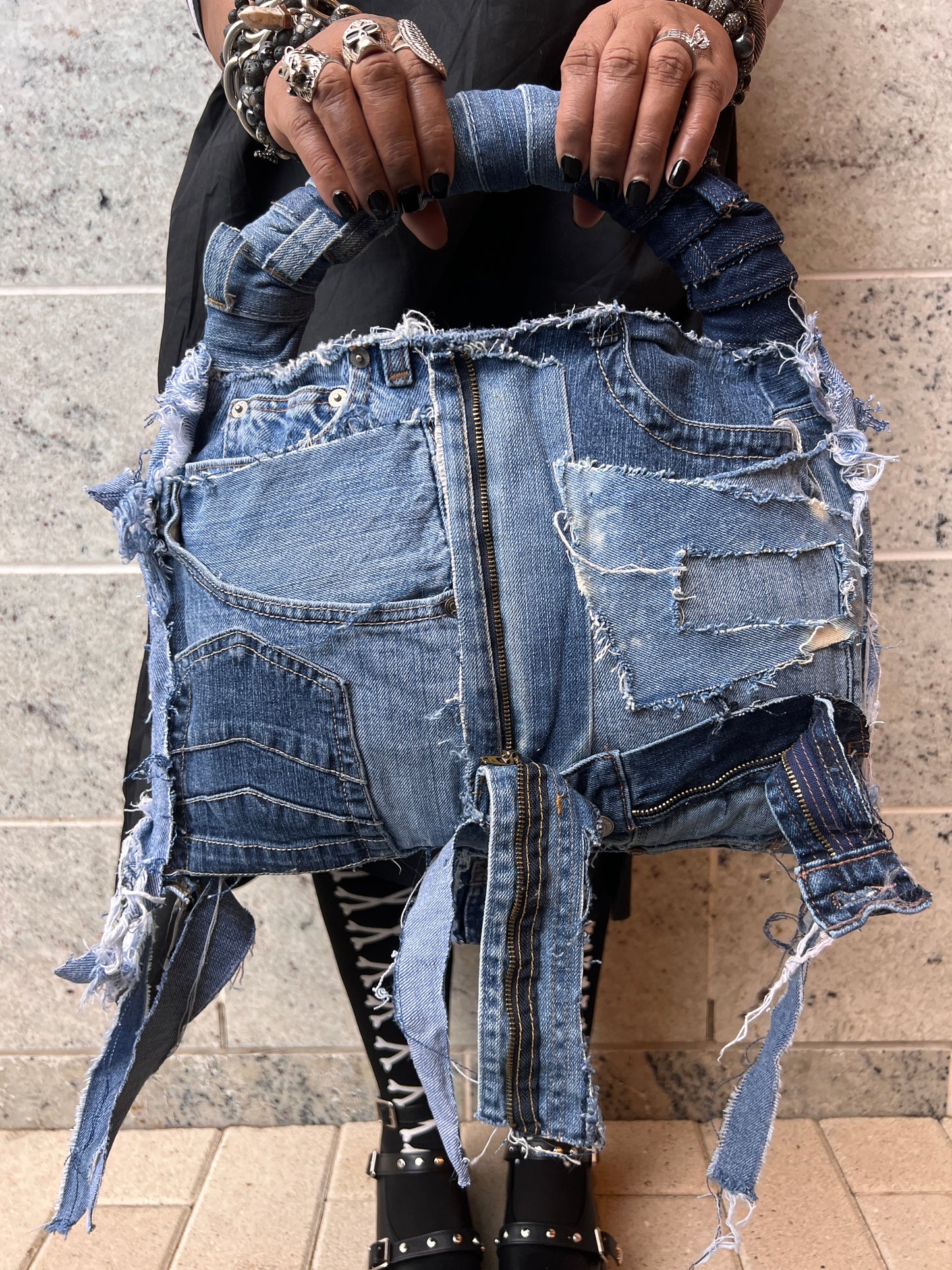 Ripped Up Ugly Denim Stuff And Go Bag
