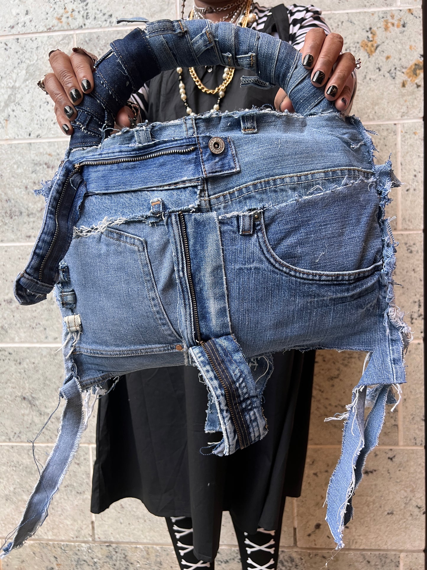 Ripped Up Ugly Denim Stuff And Go Bag