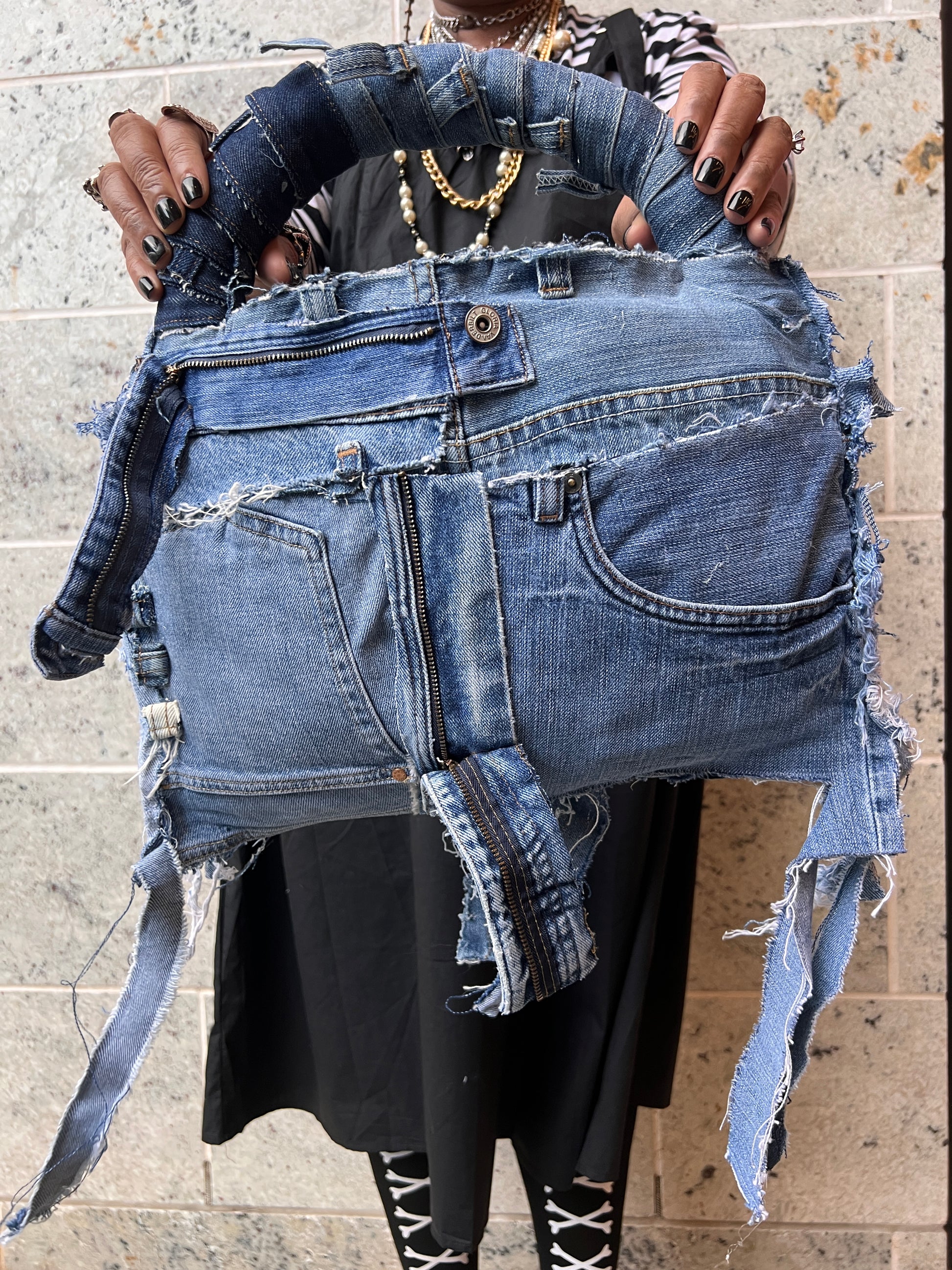 Ripped Up Ugly Denim Stuff And Go Bag