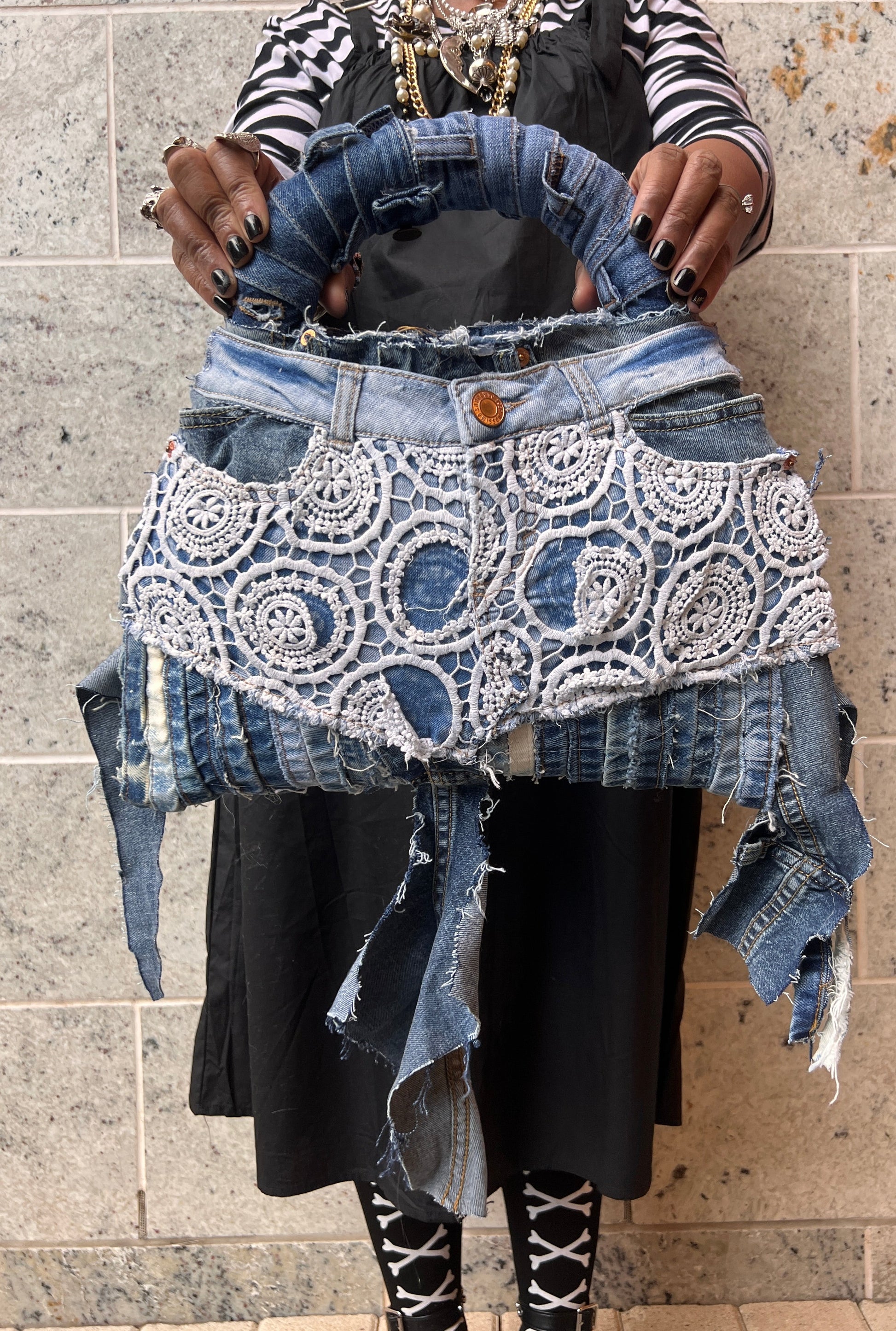 Lace Front Ugly Denim Bag
