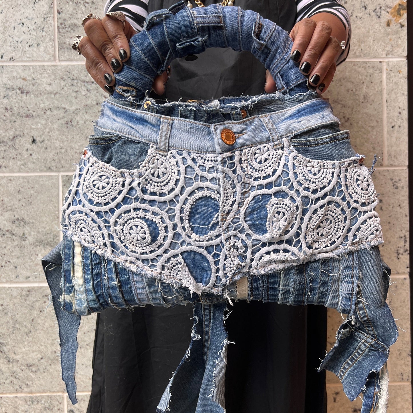 Lace Front Ugly Denim Bag
