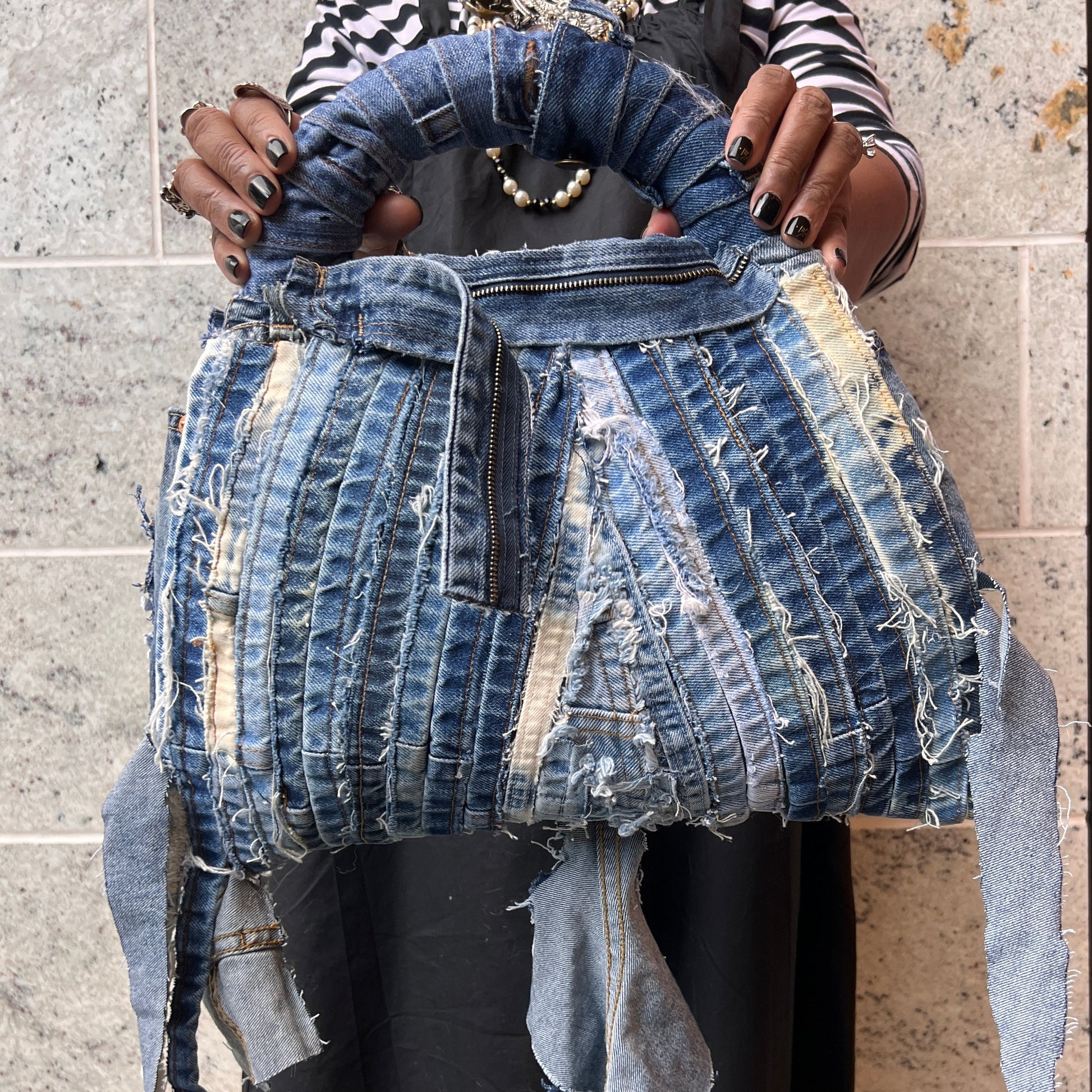 Lace Front Ugly Denim Bag