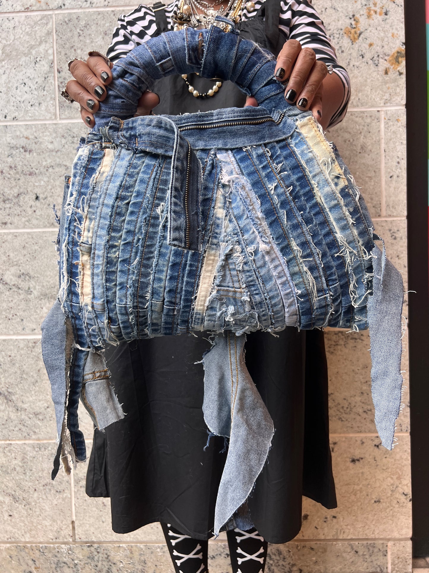 Lace Front Ugly Denim Bag