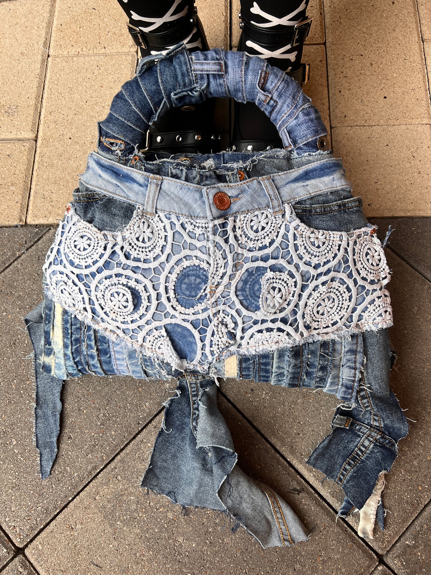 Lace Front Ugly Denim Bag