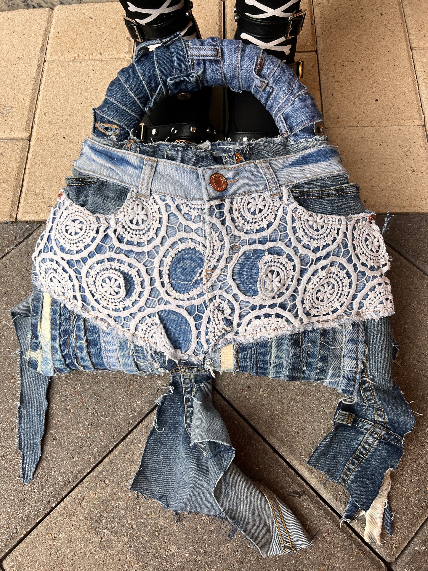 Lace Front Ugly Denim Bag