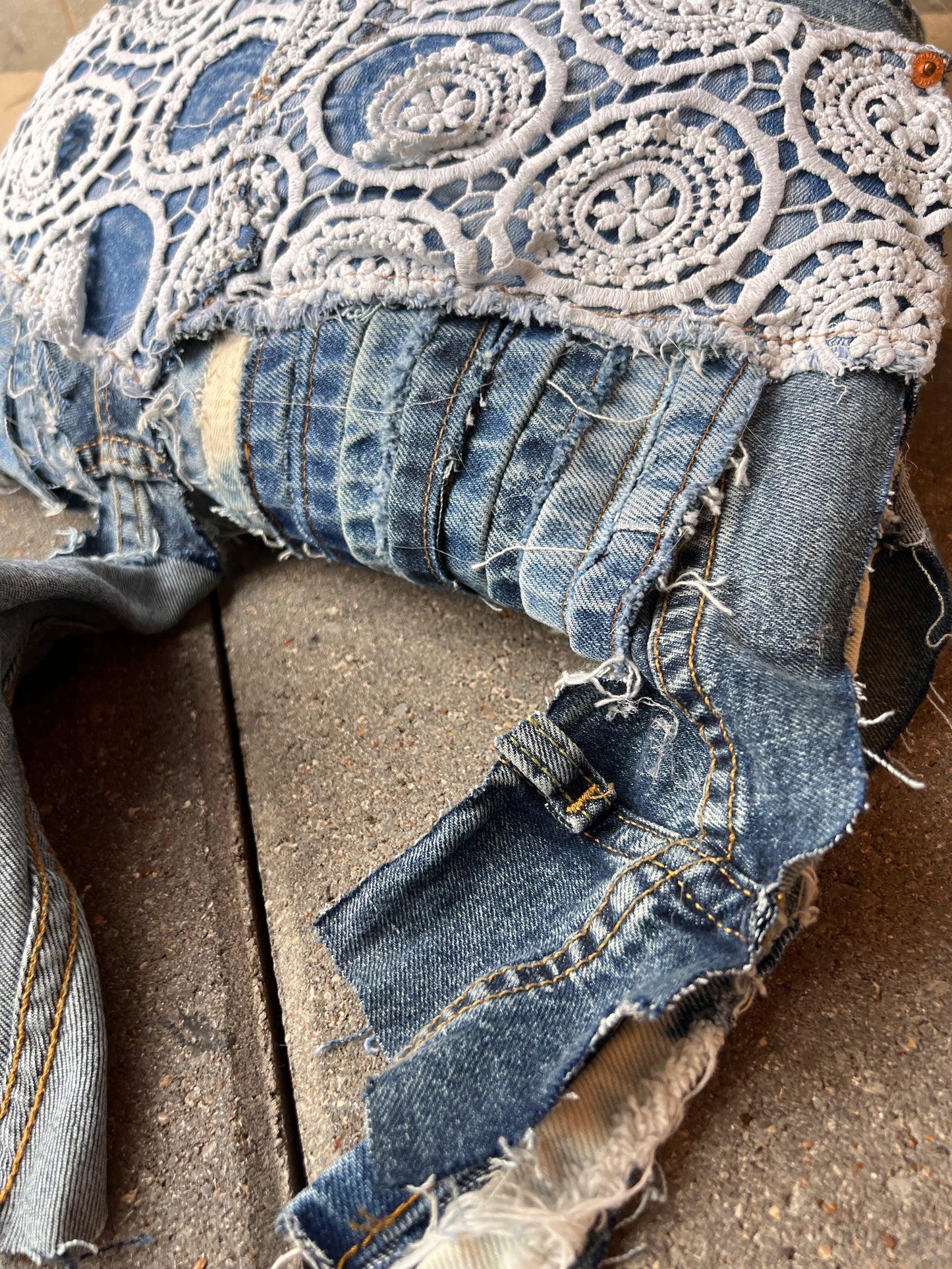 Lace Front Ugly Denim Bag
