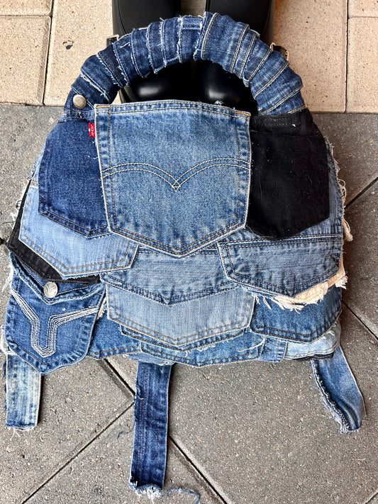 Funky Pockets Ugly Denim Grunge Bag: Weird Back Style