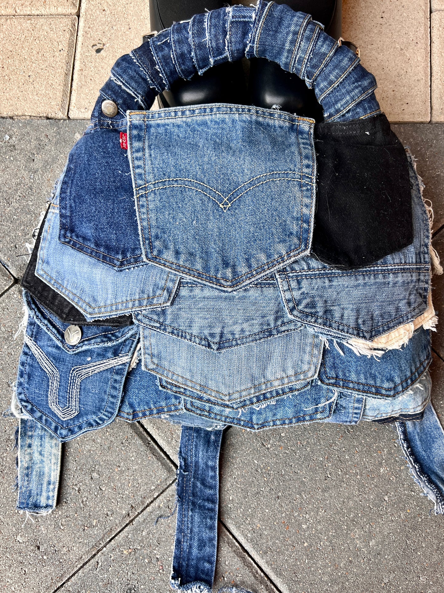 Funky Pockets Ugly Denim Grunge Bag: Weird Back Style