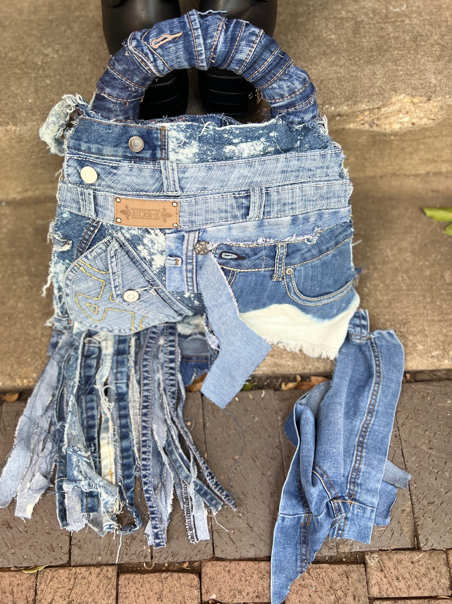 Its A Yes Ugly Denim Bag: Uniquely Ripped Up XL