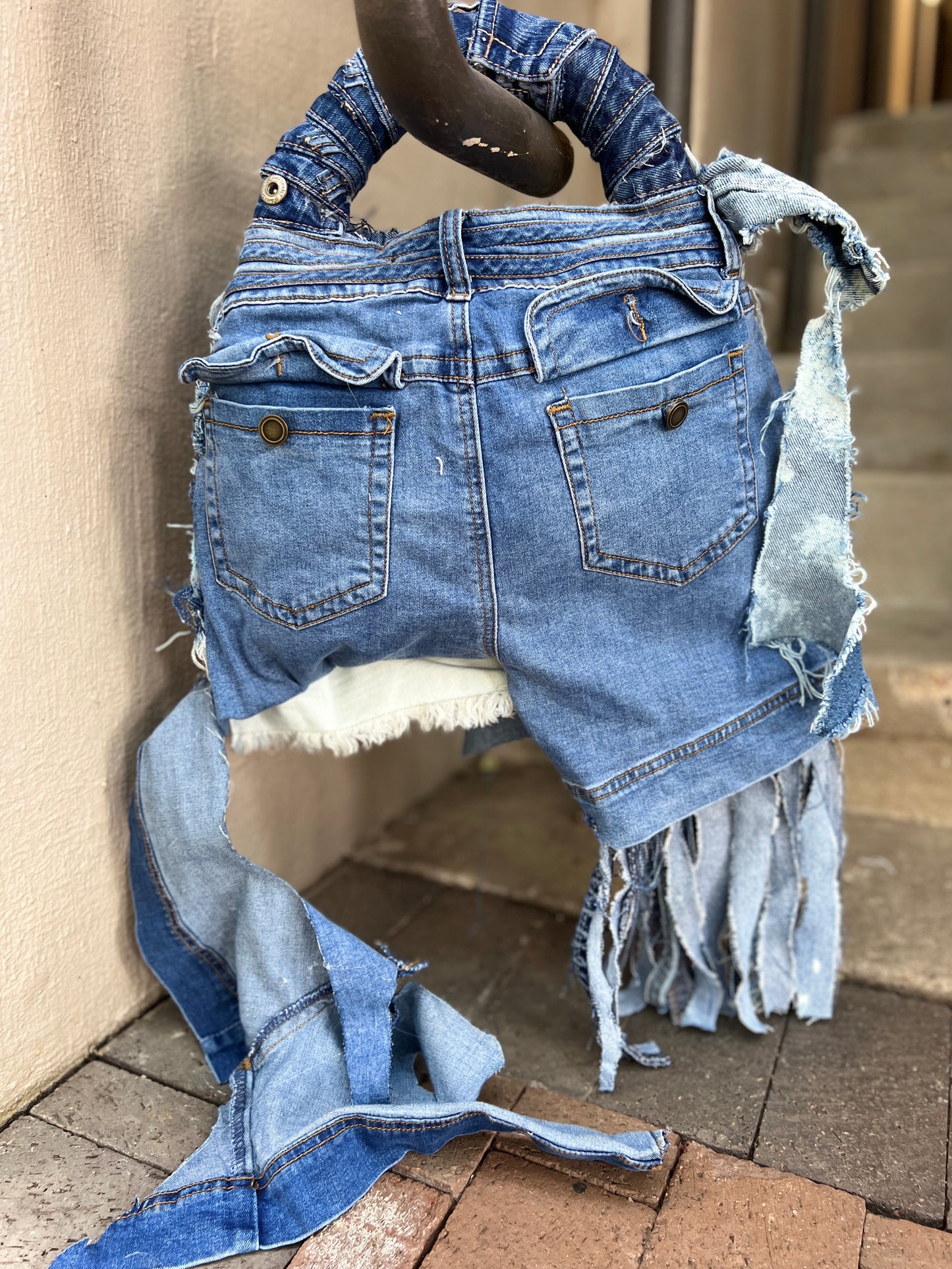 Its A Yes Ugly Denim Bag: Uniquely Ripped Up XL