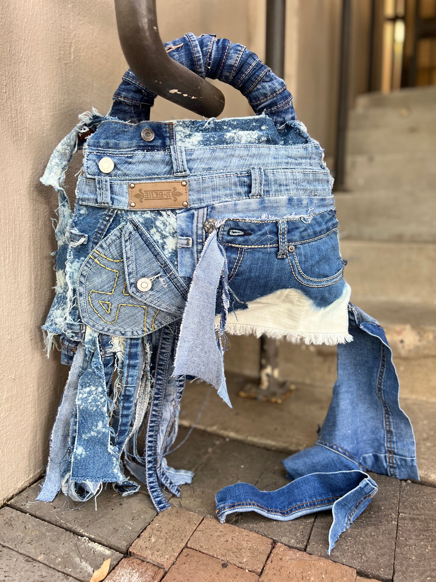 Its A Yes Ugly Denim Bag: Uniquely Ripped Up XL
