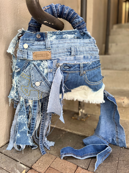 Its A Yes Ugly Denim Bag: Uniquely Ripped Up XL