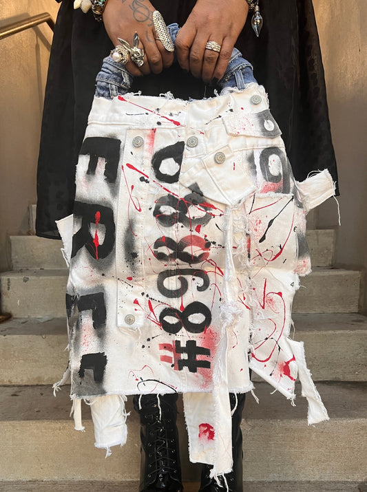 Super Fly Ugly Denim White Painted Bag XL