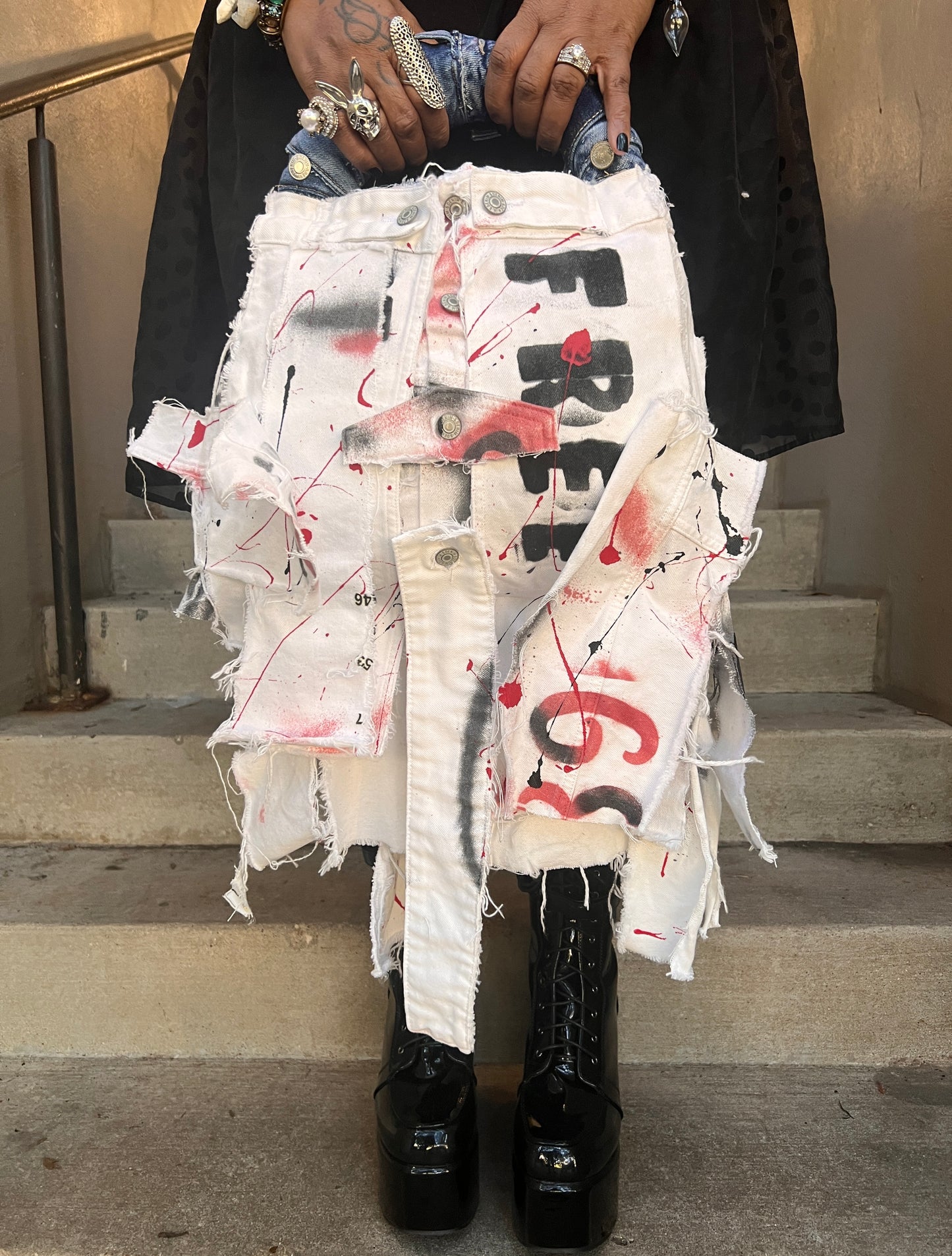Super Fly Ugly Denim White Painted Bag XL