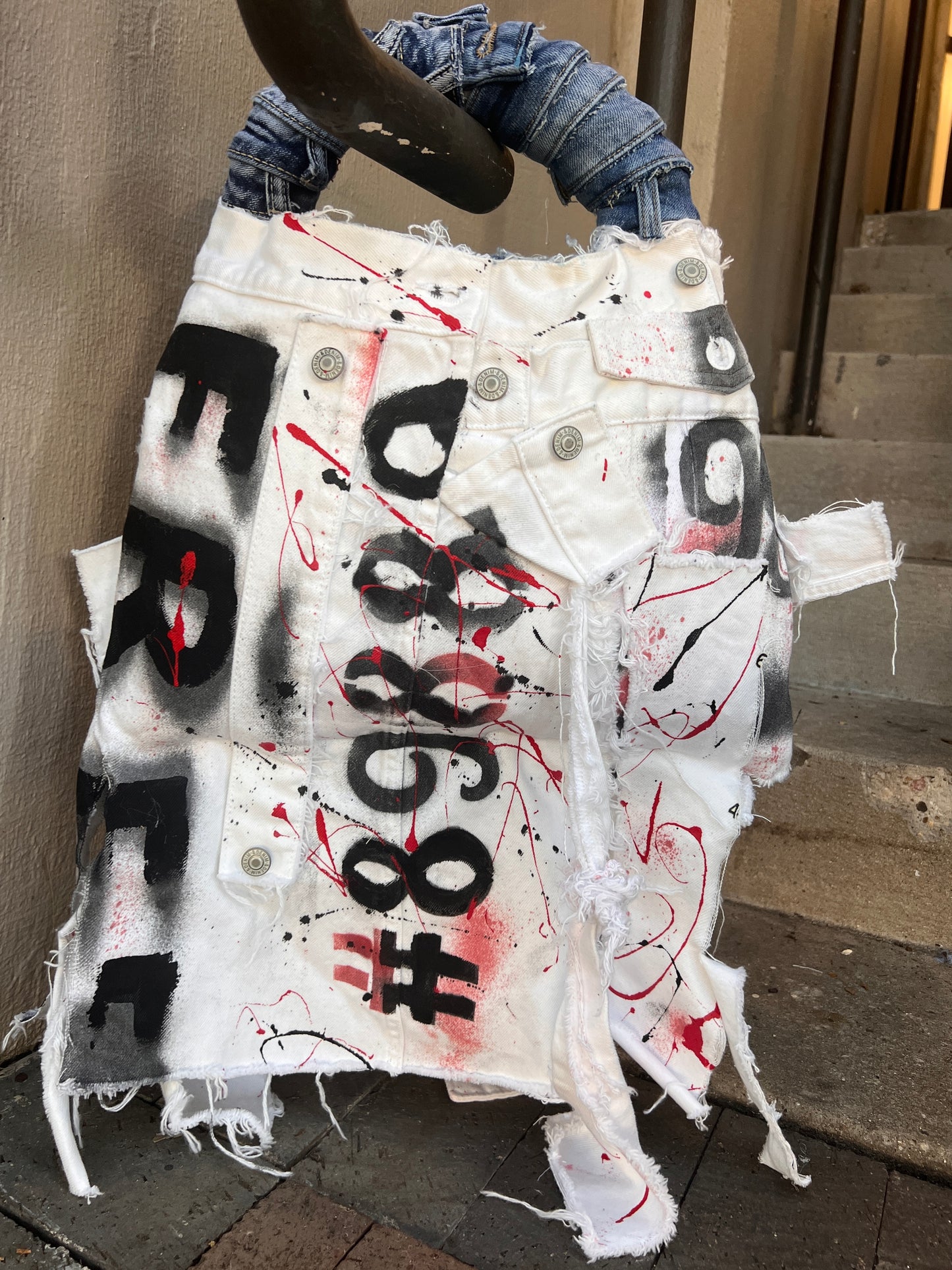 Super Fly Ugly Denim White Painted Bag XL