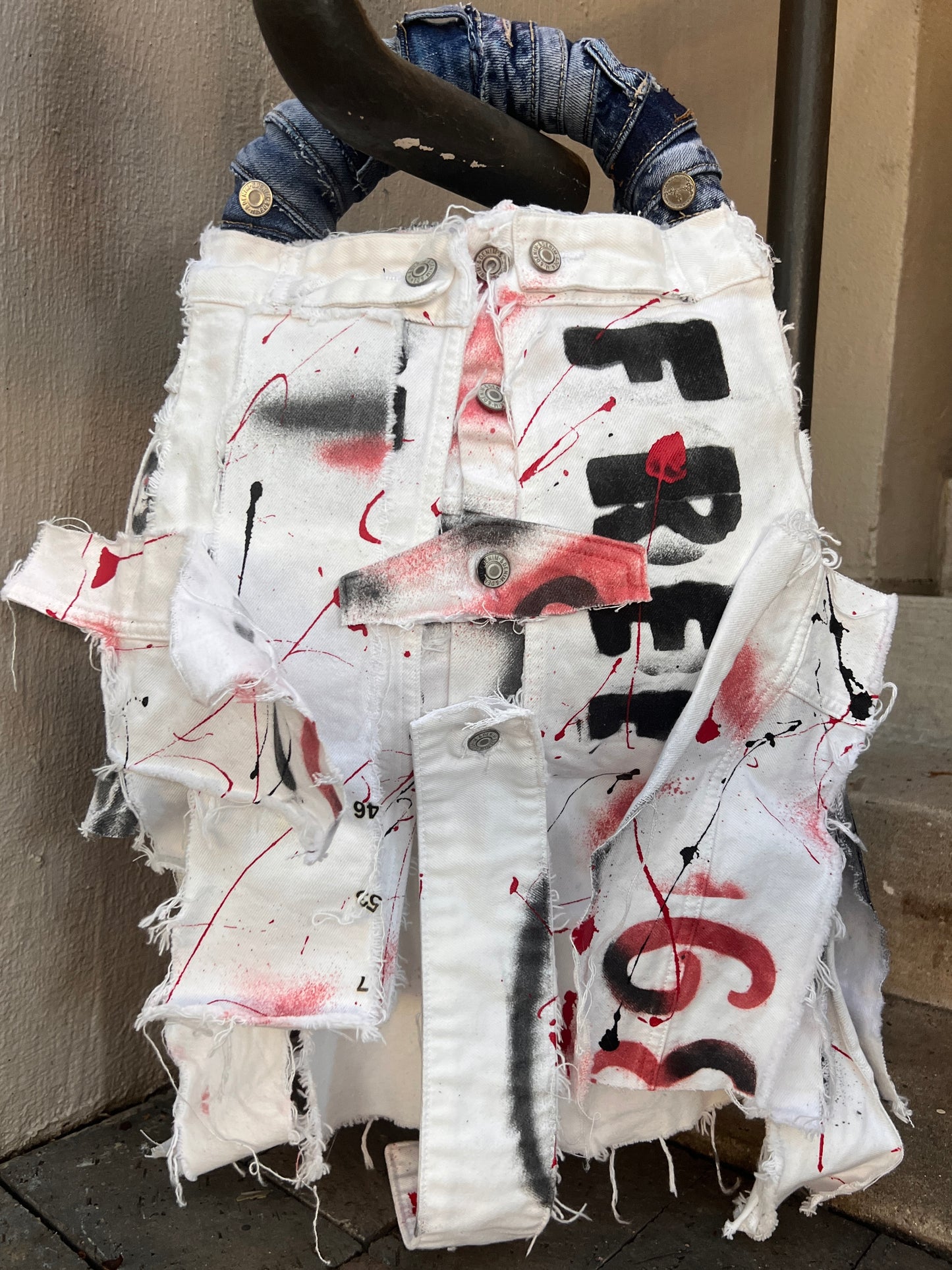 Super Fly Ugly Denim White Painted Bag XL