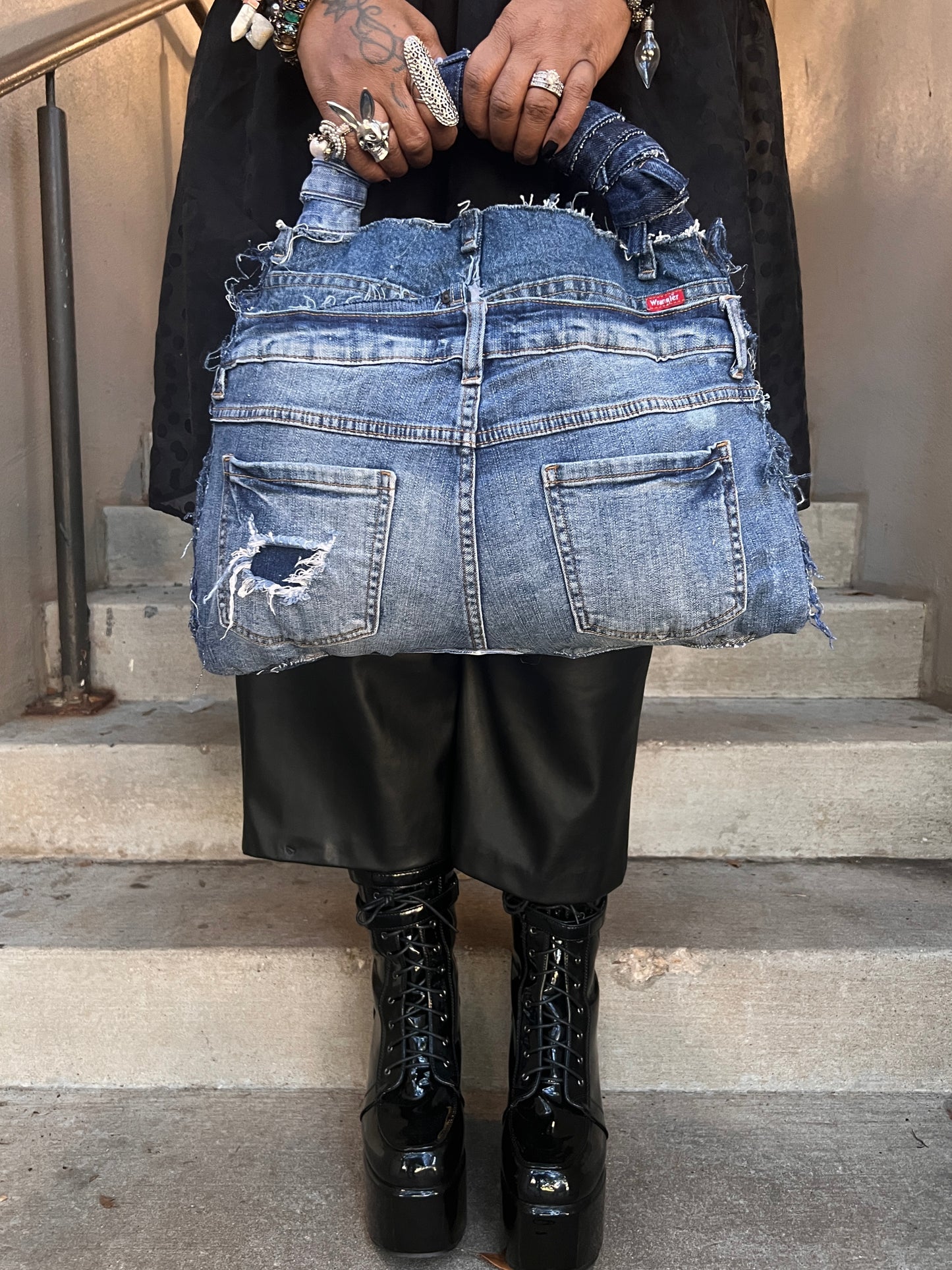 Funky 2 Sided Ugly Denim Pocket Bag