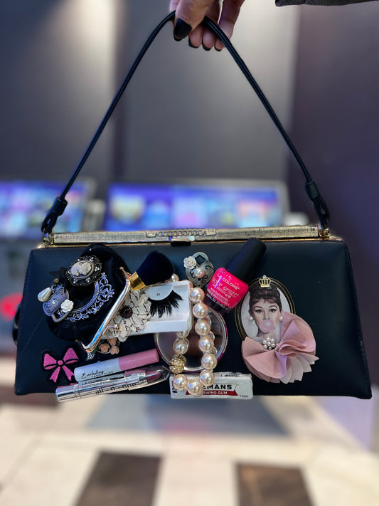 70s Styled Vintage Reworked Junk Bag Purse: Old School Nostalgia.