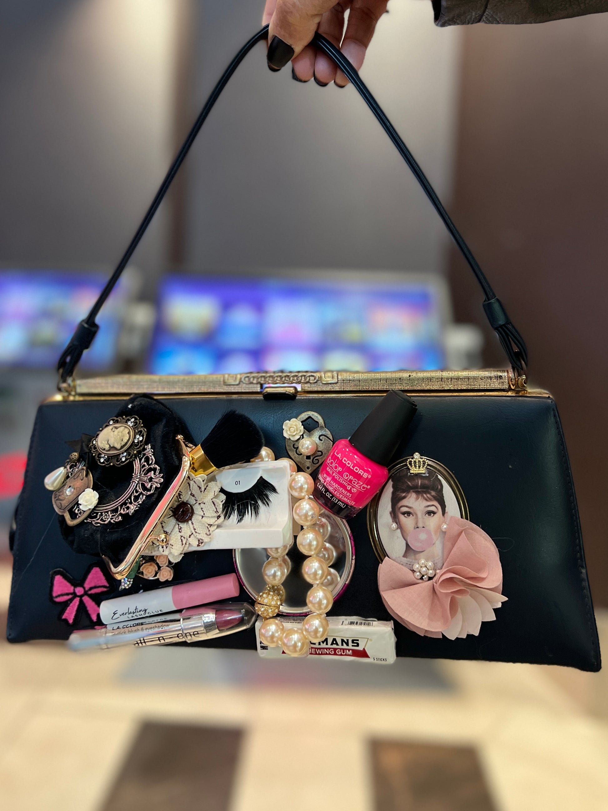 70s Styled Vintage Reworked Junk Bag Purse: Old School Nostalgia.