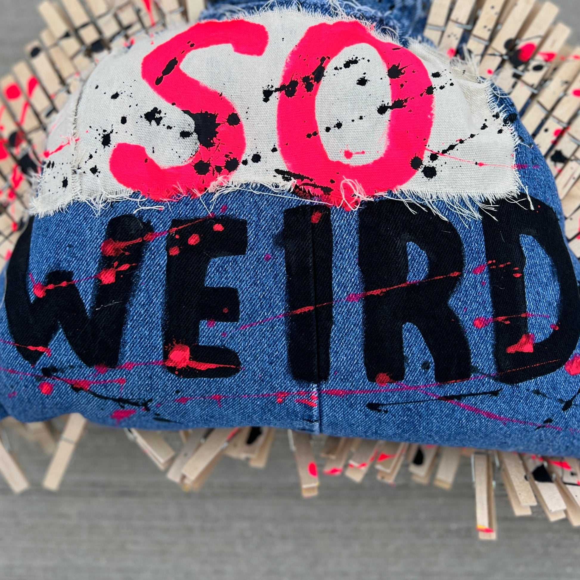 So Weird Funky Clothes Pin Reworked Junk Bag: Stranger Things
