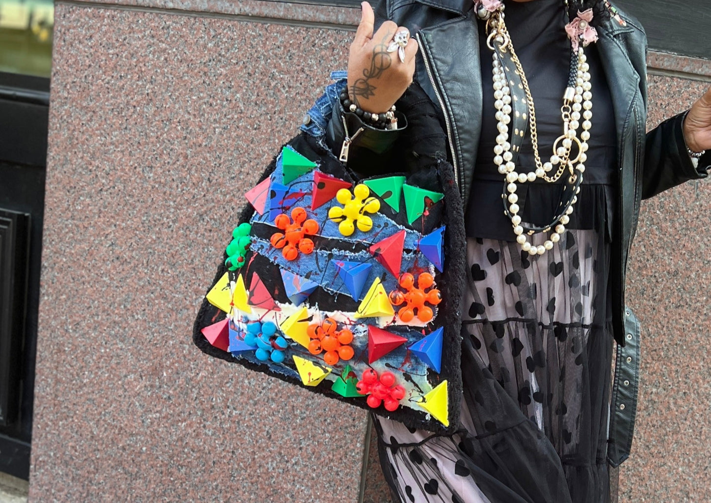 Funky Abstract Art Denim Bag Oddity Style