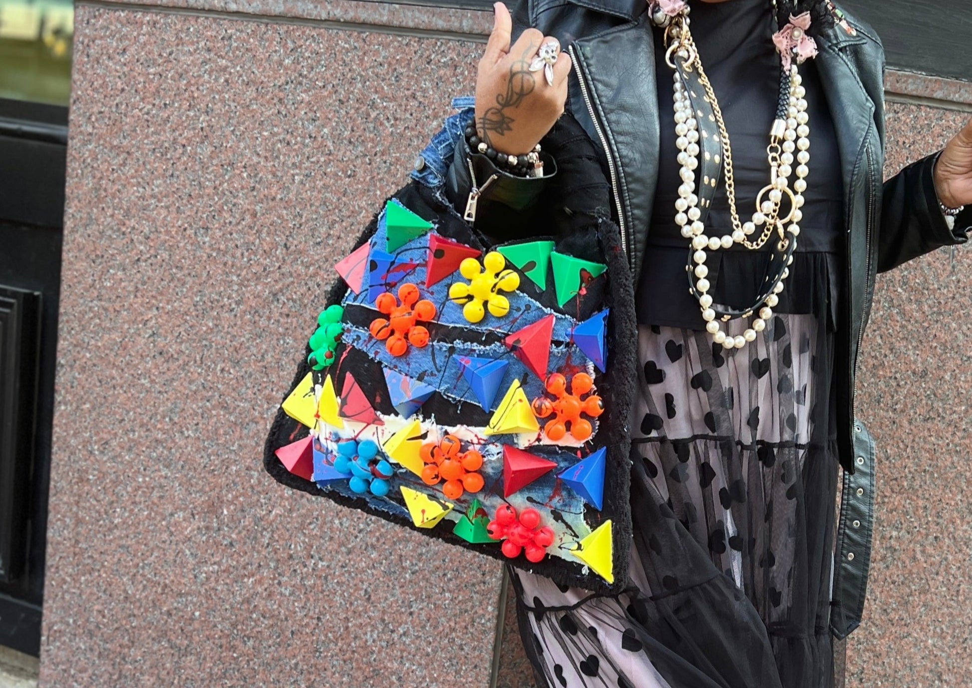 Funky Abstract Art Denim Bag Oddity Style