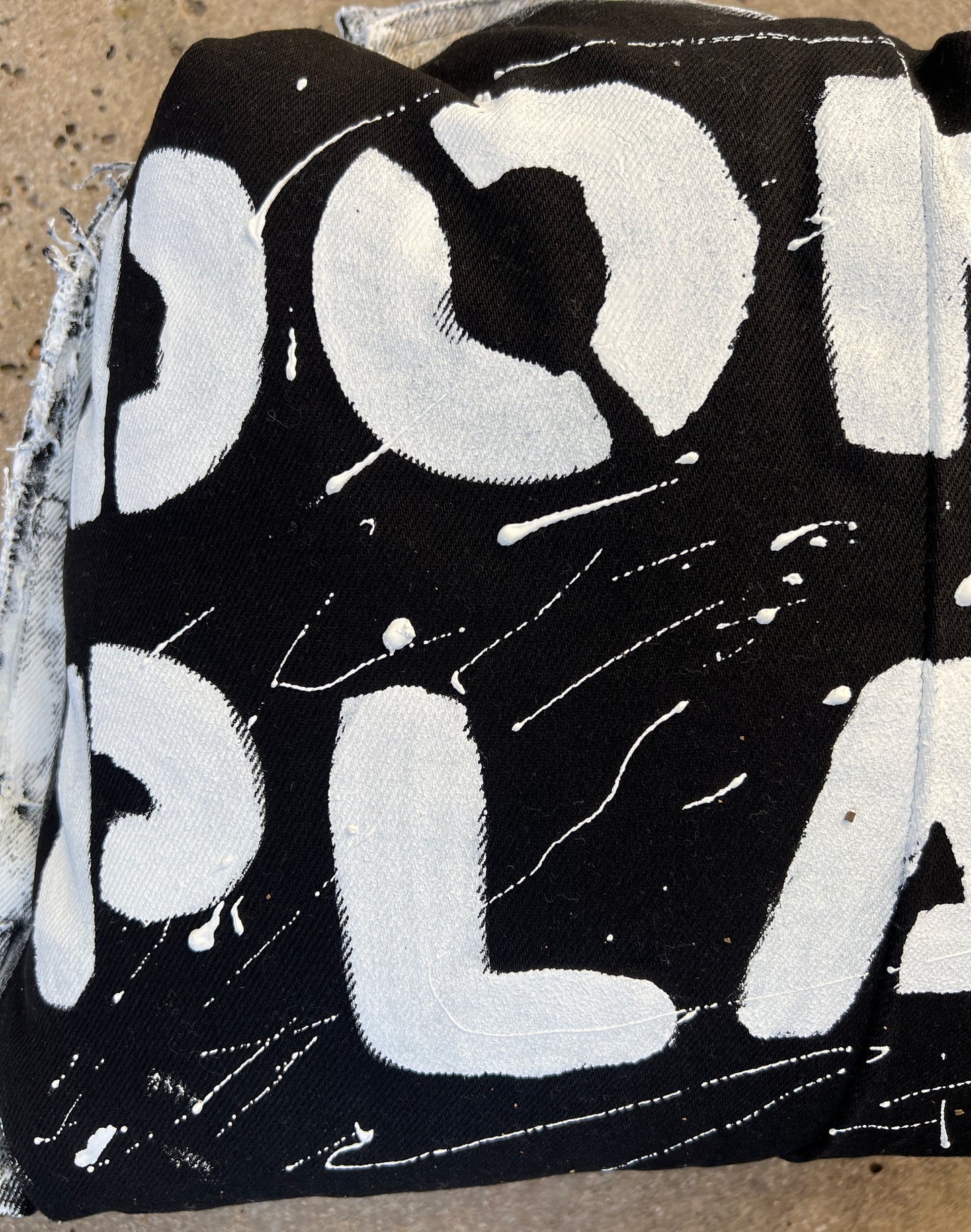 Slapping Dominoes Funky Grunge Stranger Things Denim Reworked Upcycled Puffy Bag