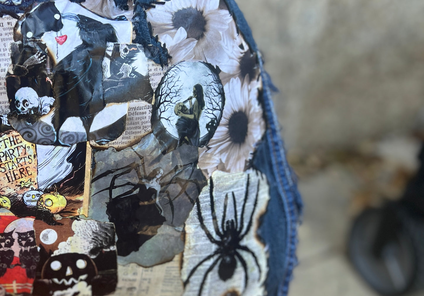Upcycled Denim Ugly Stitch Funky Grunge Stuff And Go Bag