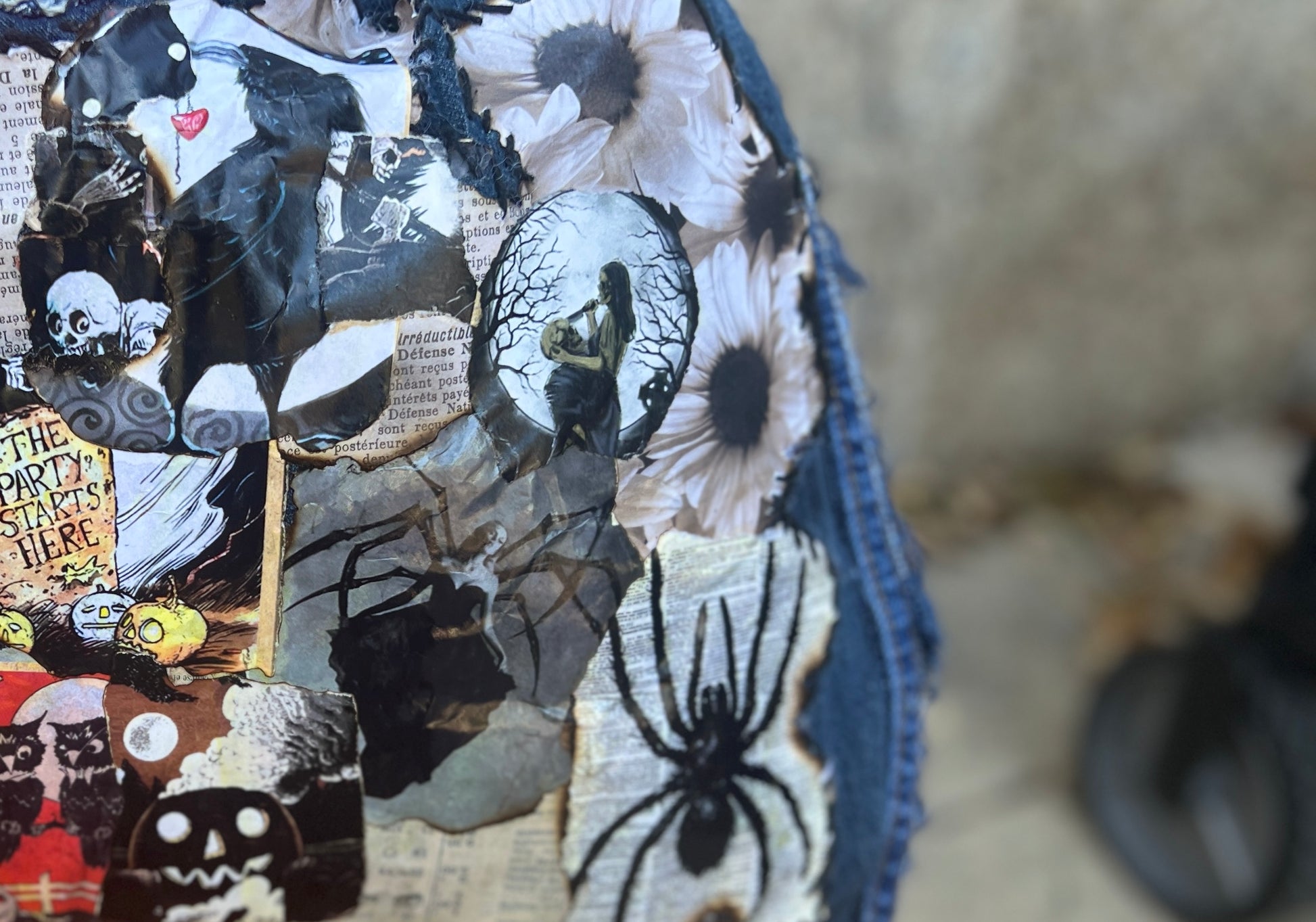 Upcycled Denim Ugly Stitch Funky Grunge Stuff And Go Bag