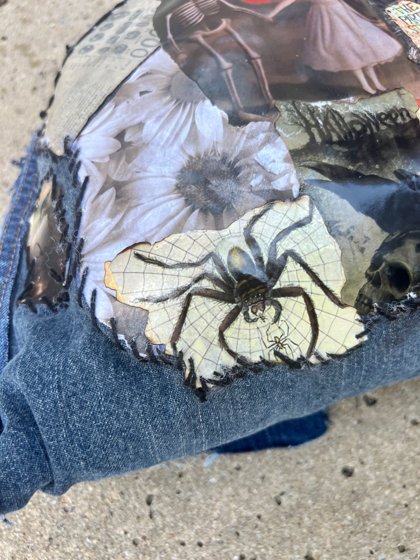Upcycled Denim Ugly Stitch Funky Grunge Stuff And Go Bag