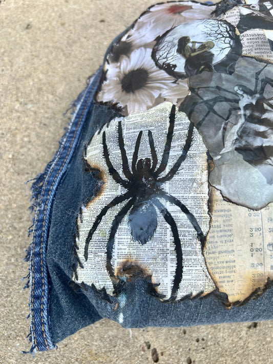 Upcycled Denim Ugly Stitch Funky Grunge Stuff And Go Bag
