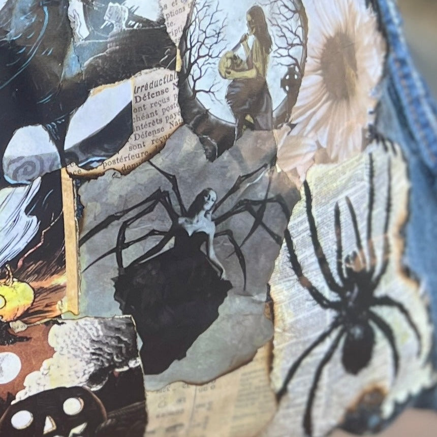 Upcycled Denim Ugly Stitch Funky Grunge Stuff And Go Bag