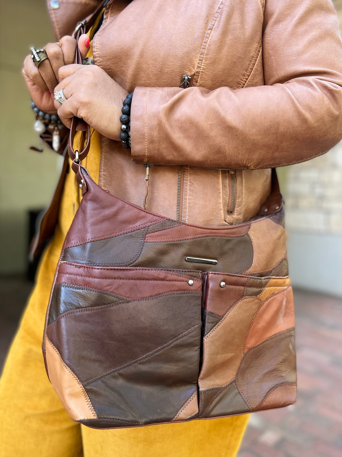Funky 70s Style Preloved Monochromatic Brown Cross Body Purse