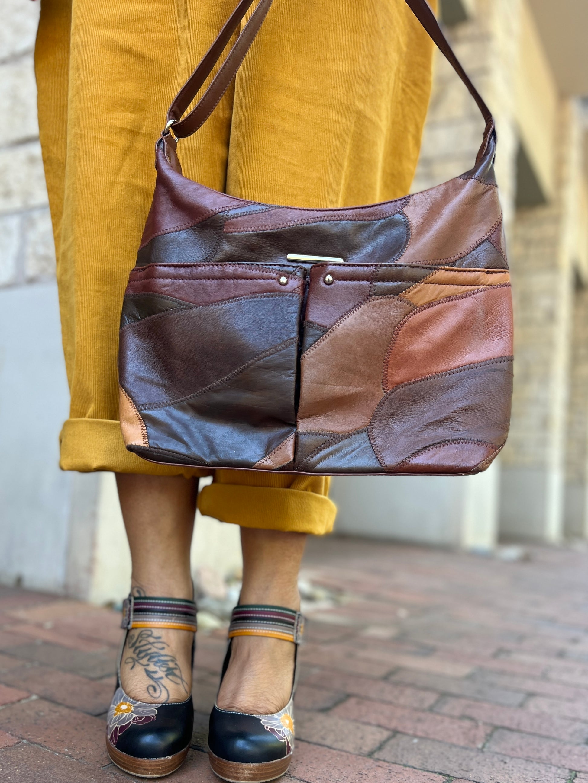 Funky 70s Style Preloved Monochromatic Brown Cross Body Purse