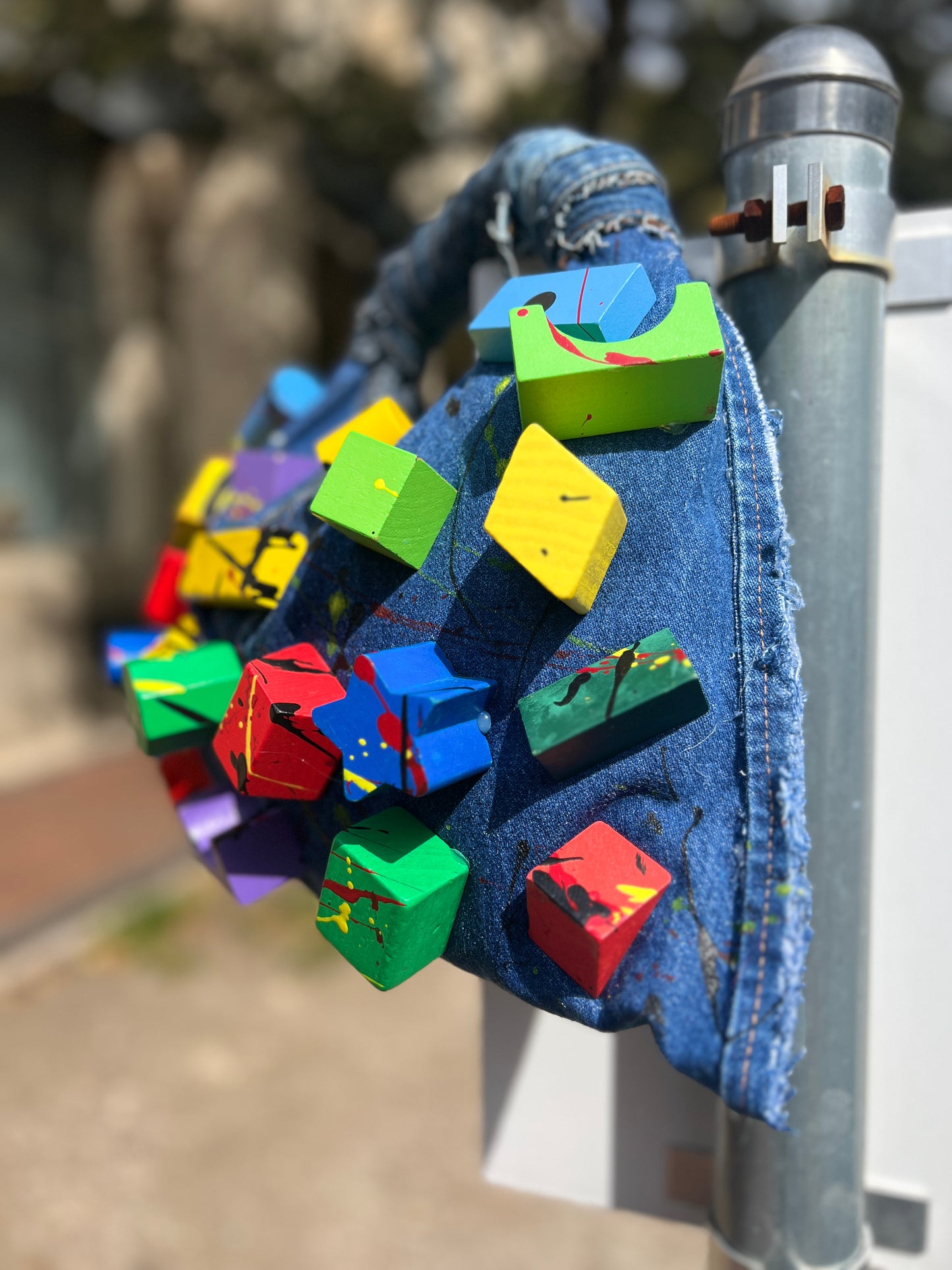 The Denim Abstract Funky Block Tote Bag