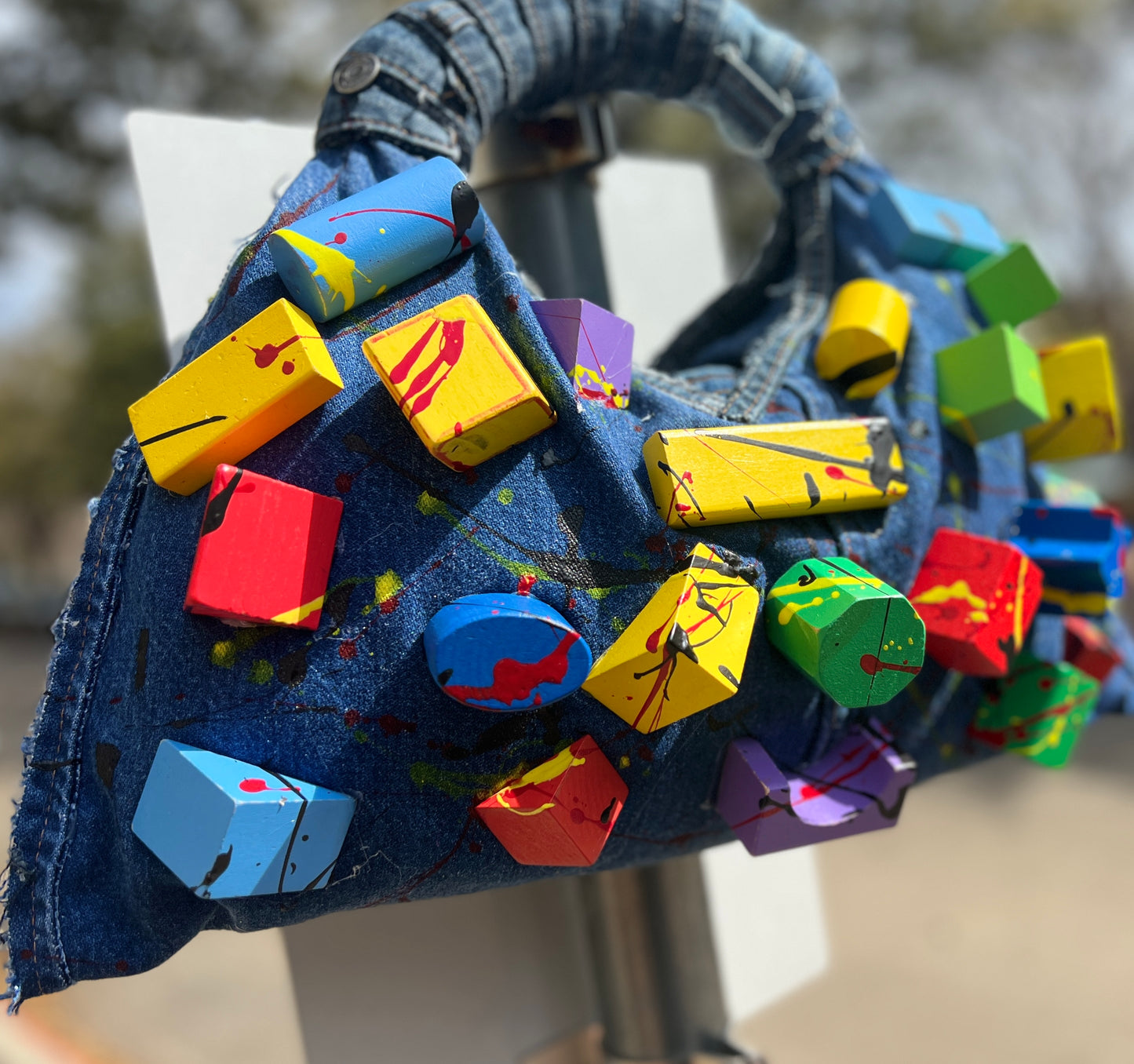 The Denim Abstract Funky Block Tote Bag