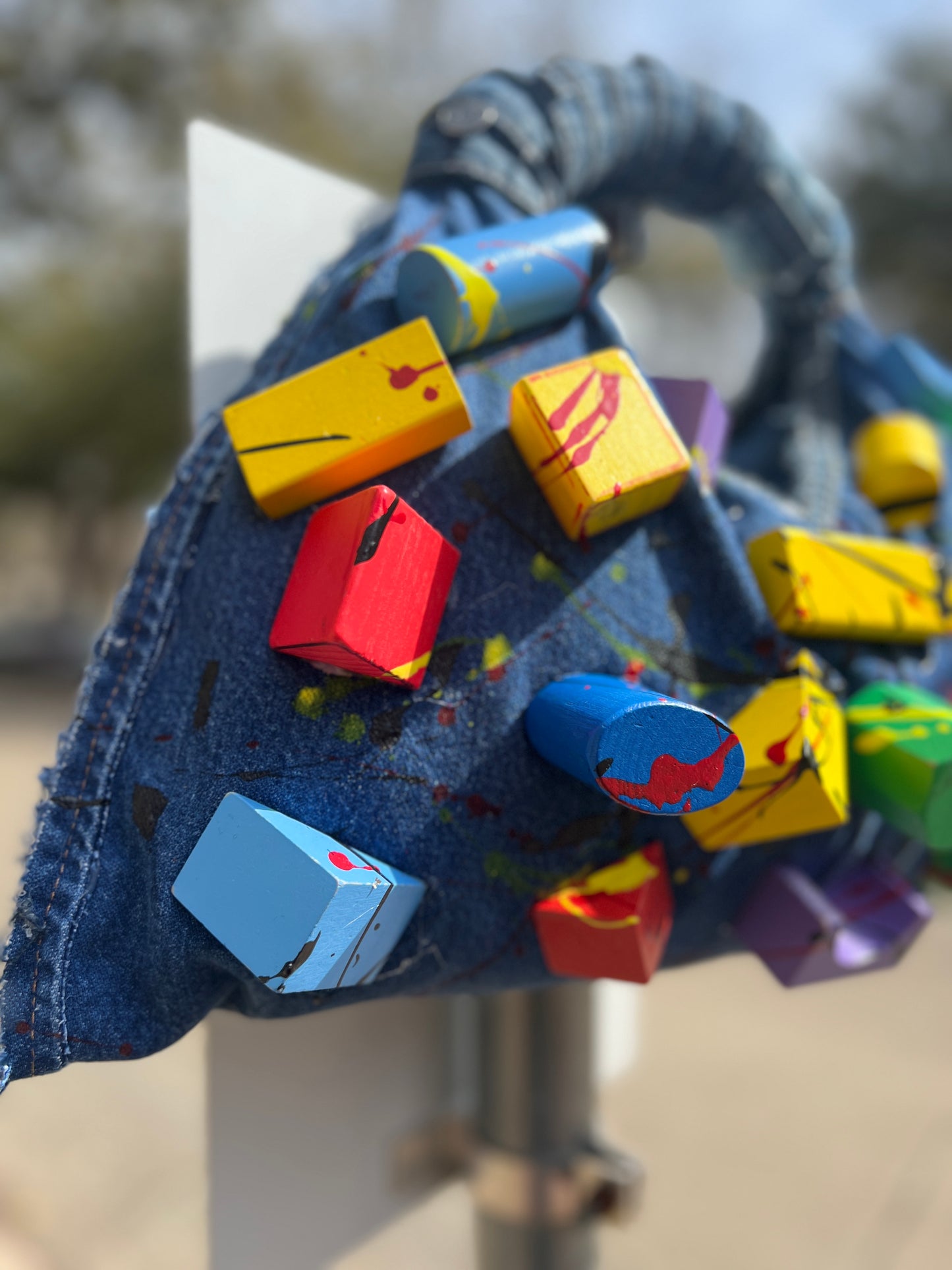 The Denim Abstract Funky Block Tote Bag