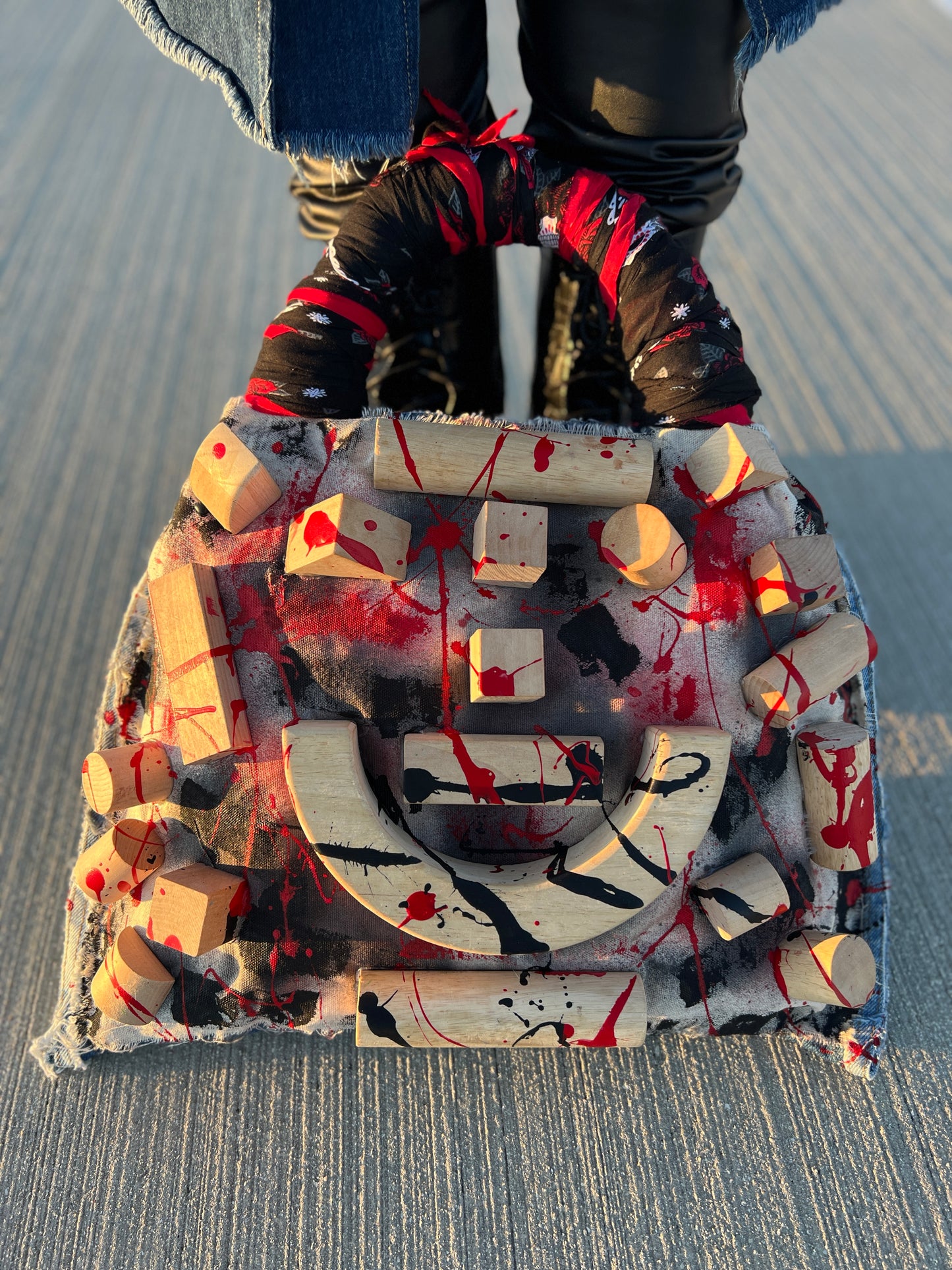Large Graffiti Grunge Abstract Denim Tote Bag : Uniquely Different